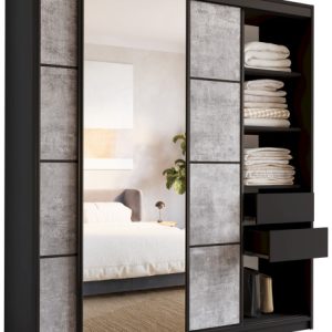 Szafa przesuwna z lustrem 180 cm LOFT Beton drążek 527310