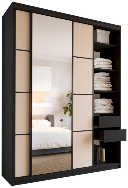 Szafa przesuwna z lustrem 180 cm LOFT MAX beż 527201