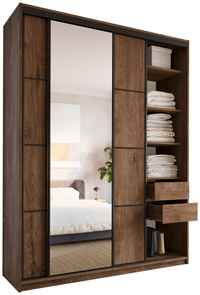 Szafa przesuwna z lustrem 180 cm LOFT MAX drążki 530858