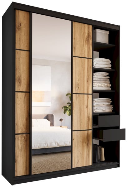 Szafa przesuwna z lustrem 180 cm LOFT MAX drążki 531837