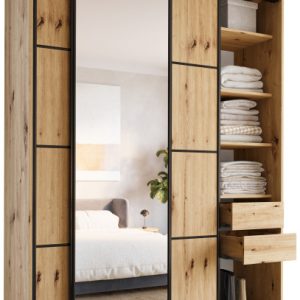 Szafa przesuwna z lustrem 180 cm LOFT MAX drążki 529422 Szafa przesuwna z lustrem 180 cm LOFT MAX drążki 529422