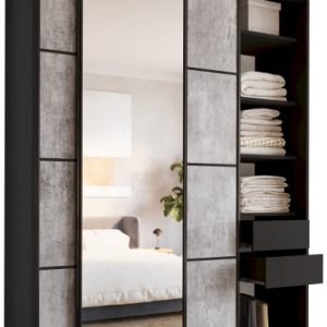 Szafa przesuwna z lustrem 180 cm LOFT MAX z półkami 530855 Szafa przesuwna z lustrem 180 cm LOFT MAX z półkami 530855