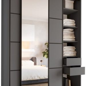 Szafa przesuwna z lustrem 180 cm LOFT MAX z półkami 530853 Szafa przesuwna z lustrem 180 cm LOFT MAX z półkami 530853