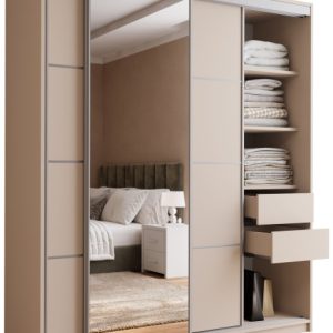 Szafa przesuwna z lustrem 180 cm TOP beż piaskowy 245576