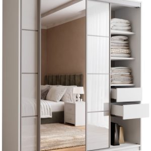 Szafa przesuwna z lustrem 180 cm TOP biały połysk 245577