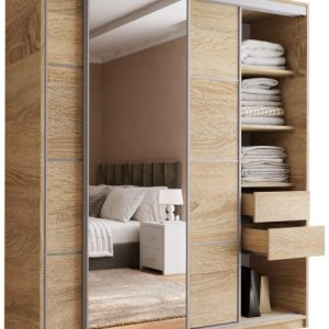 Szafa przesuwna z lustrem 180 cm TOP dąb sonoma 245595