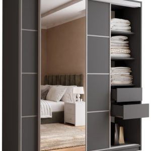 Szafa przesuwna z lustrem 180 cm TOP grafit 245613