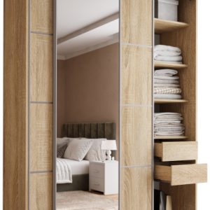 Szafa przesuwna z lustrem 180 cm TOP MAX dąb sonoma 245606