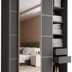 Szafa przesuwna z lustrem 180 cm TOP MAX grafit 245608