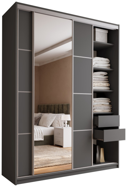 Szafa przesuwna z lustrem 180 cm TOP MAX grafit 245608