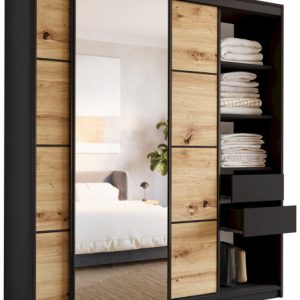 Szafa przesuwna z lustrem 180 czarny artisan LOFT 527140