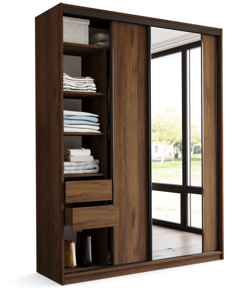 Szafa przesuwna z lustrem 180 LOFT MAX orzech 972342