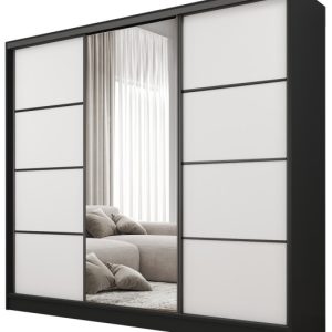 Szafa przesuwna z lustrem 200 cm BEST Biały + Czarny 224908 Szafa przesuwna z lustrem 200 cm BEST Biały + Czarny 224908