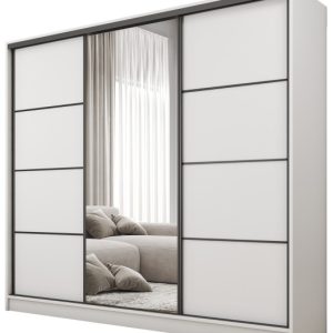 Szafa przesuwna z lustrem 200 cm BEST Biały 224899 Szafa przesuwna z lustrem 200 cm BEST Biały 224899