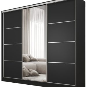 Szafa przesuwna z lustrem 200 cm BEST Czarny 224927 Szafa przesuwna z lustrem 200 cm BEST Czarny 224927