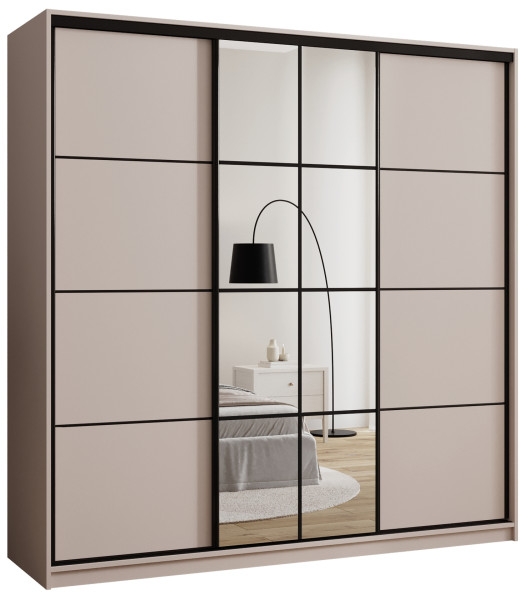 Szafa przesuwna z lustrem 200 cm EDGE beż 671498