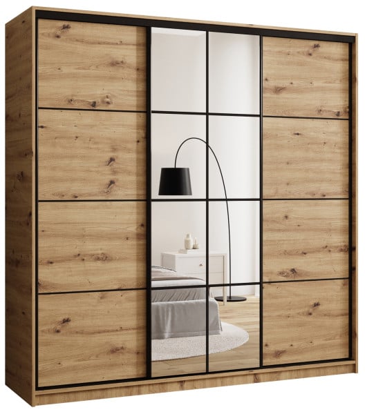 Szafa przesuwna z lustrem 200 cm EDGE dąb artisan 671502