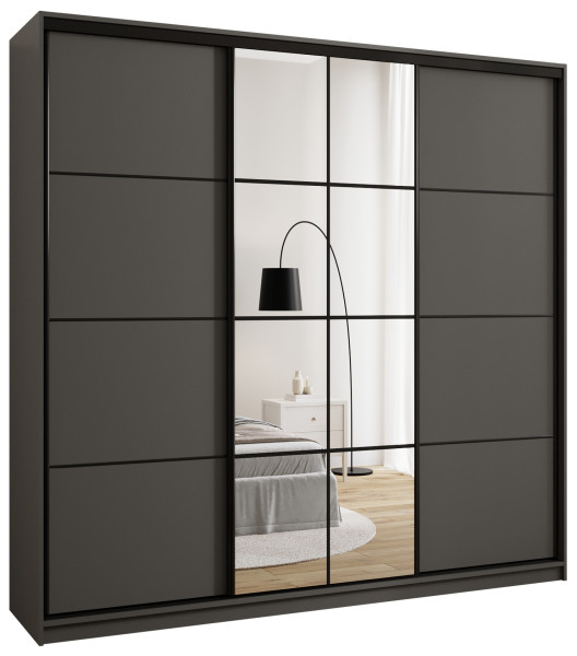 Szafa przesuwna z lustrem 200 cm EDGE grafit 699011