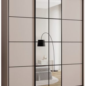 Szafa przesuwna z lustrem 200 cm EDGE MAX beżowa 671403