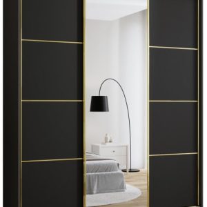 Szafa przesuwna z lustrem 200 cm GOLD NEW MAX wysoka szafa do sypialni 671508 Szafa przesuwna z lustrem 200 cm GOLD NEW MAX wysoka szafa do sypialni 671508