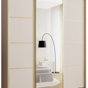 Szafa przesuwna z lustrem 200 cm GOLD NEW MAX wysoka szafa do sypialni 671511 Szafa przesuwna z lustrem 200 cm GOLD NEW MAX wysoka szafa do sypialni 671511