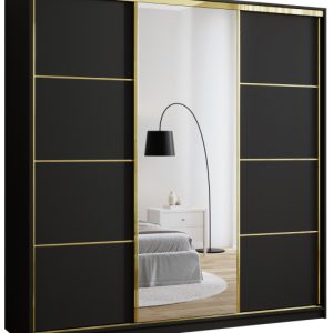 Szafa przesuwna z lustrem 200 cm GOLD NEW szafa przesuwna do sypialni 671353 Szafa przesuwna z lustrem 200 cm GOLD NEW szafa przesuwna do sypialni 671353