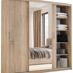 Szafa przesuwna z lustrem 200 cm HOT dąb sonoma 701842 Szafa przesuwna z lustrem 200 cm HOT dąb sonoma 701842