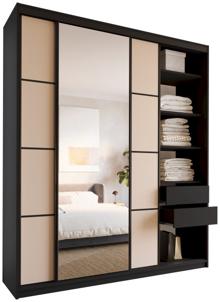 Szafa przesuwna z lustrem 200 cm LOFT MAX beż 527245