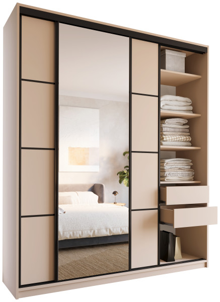 Szafa przesuwna z lustrem 200 cm LOFT MAX beż 527195