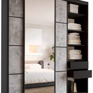 Szafa przesuwna z lustrem 200 cm LOFT MAX z półkami 527137 Szafa przesuwna z lustrem 200 cm LOFT MAX z półkami 527137