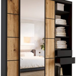 Szafa przesuwna z lustrem 200 cm LOFT MAX z półkami 527273 Szafa przesuwna z lustrem 200 cm LOFT MAX z półkami 527273
