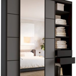 Szafa przesuwna z lustrem 200 cm LOFT MAX z półkami 527343 Szafa przesuwna z lustrem 200 cm LOFT MAX z półkami 527343