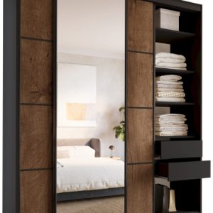 Szafa przesuwna z lustrem 200 cm LOFT MAX z półkami 527374 Szafa przesuwna z lustrem 200 cm LOFT MAX z półkami 527374