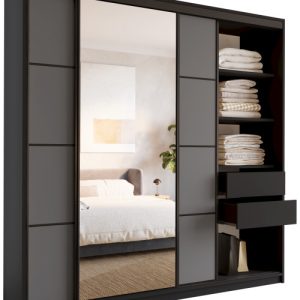 Szafa przesuwna z lustrem 200 cm LOFT z półkami 527344 Szafa przesuwna z lustrem 200 cm LOFT z półkami 527344