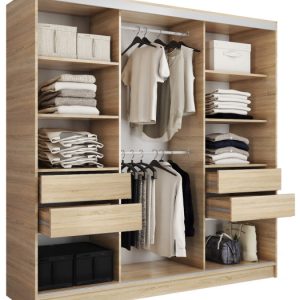 Szafa przesuwna z lustrem 200 cm TOP dąb sonoma 245627 Szafa przesuwna z lustrem 200 cm TOP dąb sonoma 245627