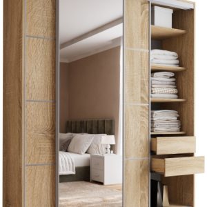 Szafa przesuwna z lustrem 200 cm TOP MAX dąb sonoma 245578 Szafa przesuwna z lustrem 200 cm TOP MAX dąb sonoma 245578