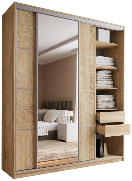 Szafa przesuwna z lustrem 200 cm TOP MAX dąb sonoma 245578