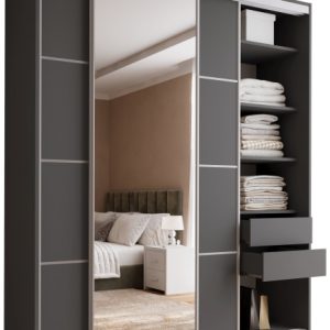 Szafa przesuwna z lustrem 200 cm TOP MAX grafit 245583 Szafa przesuwna z lustrem 200 cm TOP MAX grafit 245583