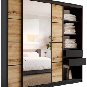 Szafa przesuwna z lustrem 200 czarny artisan LOFT 527161 Szafa przesuwna z lustrem 200 czarny artisan LOFT 527161