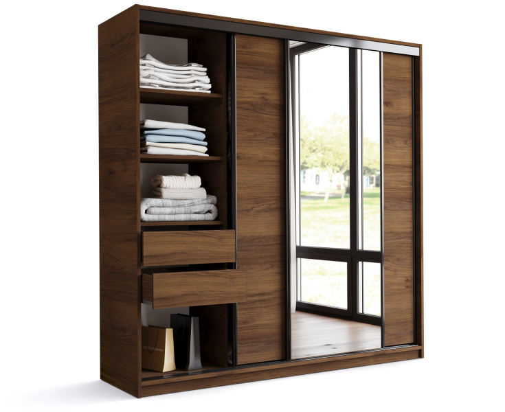 Szafa przesuwna z lustrem 200 LOFT orzech 972358
