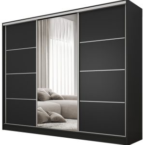 Szafa przesuwna z lustrem 235 cm BEST Czarny 224906