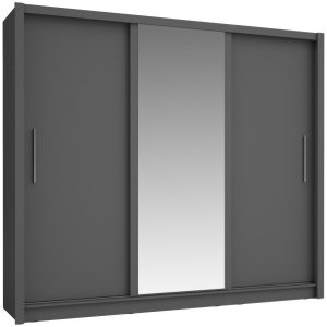 Szafa przesuwna z lustrem 248 cm BALI szary grafit 763016