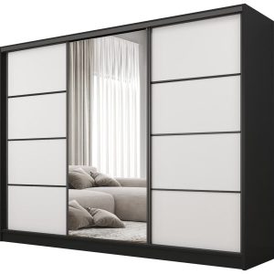 Szafa przesuwna z lustrem 250 cm BEST Biały + Czarny 224894