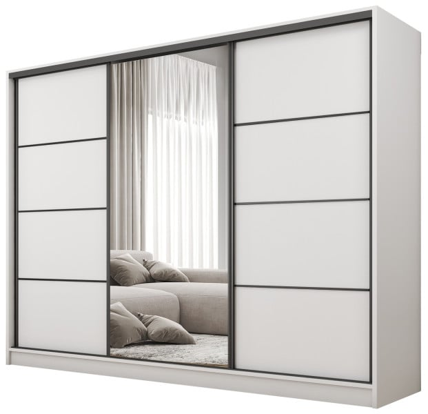 Szafa przesuwna z lustrem 250 cm BEST Biały 224915
