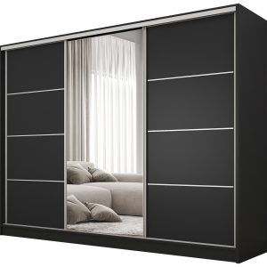 Szafa przesuwna z lustrem 250 cm BEST Czarny 224914