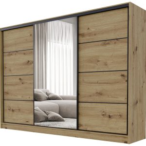 Szafa przesuwna z lustrem 250 cm BEST dąb artisan 702040