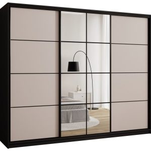Szafa przesuwna z lustrem 250 cm EDGE beżowa 671365