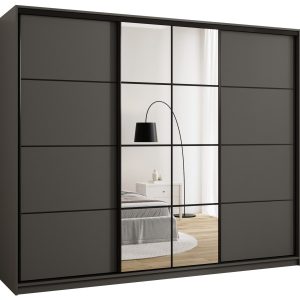 Szafa przesuwna z lustrem 250 cm EDGE grafitowa 671319