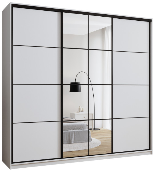Szafa przesuwna z lustrem 250 cm EDGE MAX biała 671404