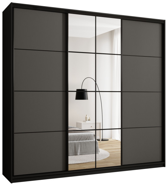 Szafa przesuwna z lustrem 250 cm EDGE MAX grafit 671462